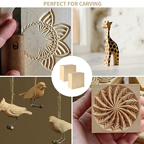 6 Pack Unfinished Wood Blocks, 4X4X2 Inch Squares Basswood Blocks For Carving, Wood Blocks For Crafts, Basswood Carving Blocks For Class, Home Diy #TOP6