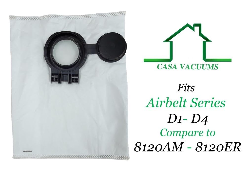 10 bolsas HEPA compatibles con bolsas de filtro de vacío Sebo Airbelt Series D1, D4, D4 Premium. Número de pieza 8120AM, 8120ER