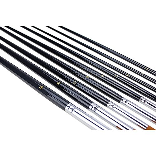 9Pcs Round Pointed Tip Pony Hair Artists Filbert Paintbrushes, Marrywindix Watercolor Paint Brush Set Acrylic Oil Painting Brush Black #TOP2