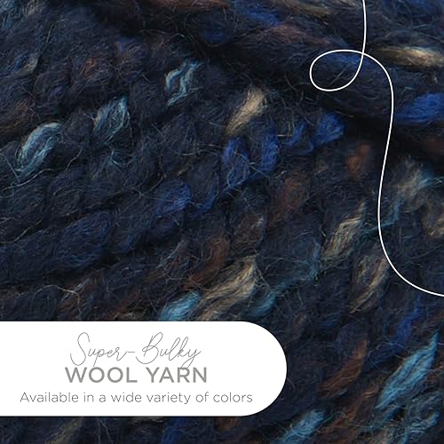 Image of Lion Brand Yarn, Wool-Ease Thick & Quick Yarn, Night Shadow, Blue, 3 Pack | Super Bulky Wool Acrylic Blend Fiber for Soft Hats, Sweaters, Chunky Blankets, Yarn for Crochet, Knitting, Crafts, Weaving