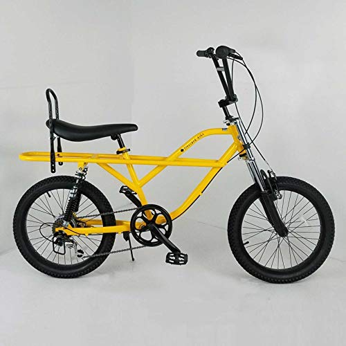 【イエロー】【バナナシート仕様】fivecard-bike バニーホップ フリーキーモトバイク 20インチ フルサスペンション 変速ギヤ付 湘南の自転車ビーチクルーザーカスタム専門店