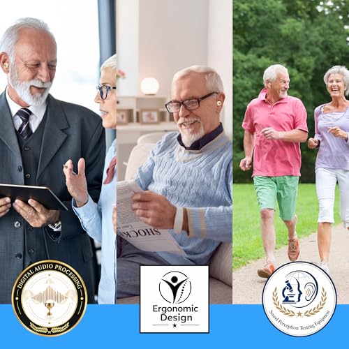 Image of OTC Hearing Aids for Seniors, Noise Reduction, Rechargeable, Clear TV Sound | 8 Hearing Aid Domes for Adult, 3 Scene Modes (Meeting /Sport /Outdoor), Volume Memory, Compact In-Ear Design, Auto on /off