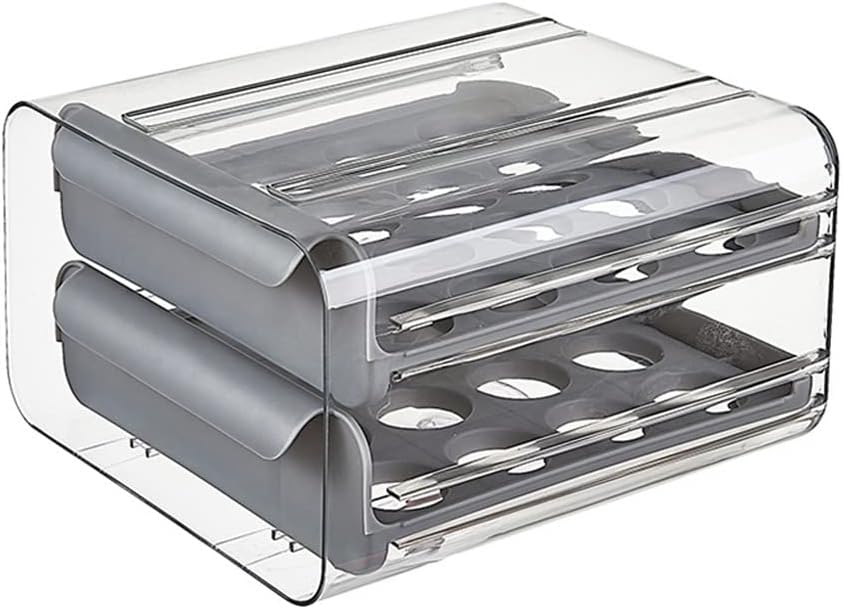 32 Grid Refrigerator Egg Storage Boxes Organizer Fresh Box Drawer Type Eggs Carton Case Holder Stackable (Color : C, Size : 24 * 21.5 * 14cm) (A 24 * 21.5 * 14cm) (B 24 * 21.5 * 14cm)