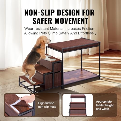 VEVOR Etagenbett für Haustiere mit Treppe, Fenstersitz für Hunde/Katzen mit Stauraum, mehrstufiges Bett, Schlafcouch für Hunde, Haustiersitzplattform für mittelgroße Haustiere, 1245 x 500 x 660 mm