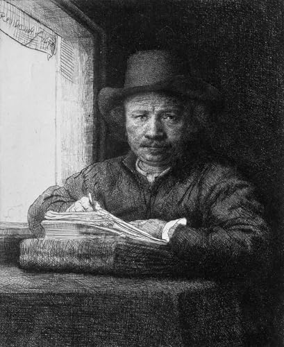 Tableau d'Art Abstrait Rembrandt Toile Affiche Peinture Autoportrait Décoration Salon 60x90