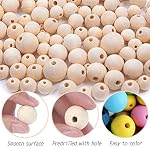 500pcs Wood Beads, 6 Sizes Wooden Beads with 8 Meter Jute Twine, Unfinished Wooden Macrame Beads for Making Jewellery, Garland, Crafts, DIY Projects (8mm/10mm/12mm/14mm/16mm/20mm)
