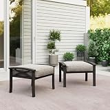 RoyalCraft Durable Iron Patio Footstool with Cushions – Stable, Weather-Resistant Outdoor Ottoman for Relaxation & Extra Seating