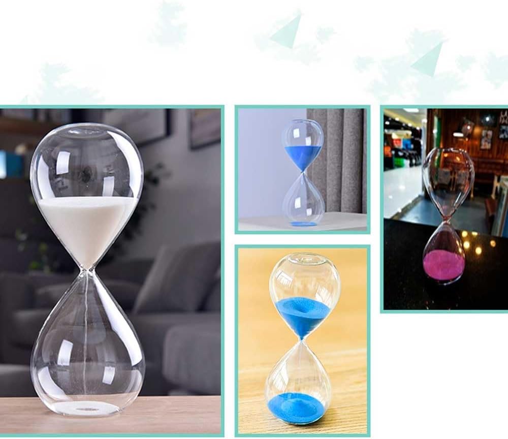 Temporizador de reloj de arena, reloj de cocina, temporizador de arena de vidrio de 60 minutos para aula, juego, decoración de oficina en casa, vidrio transparente con arena negra