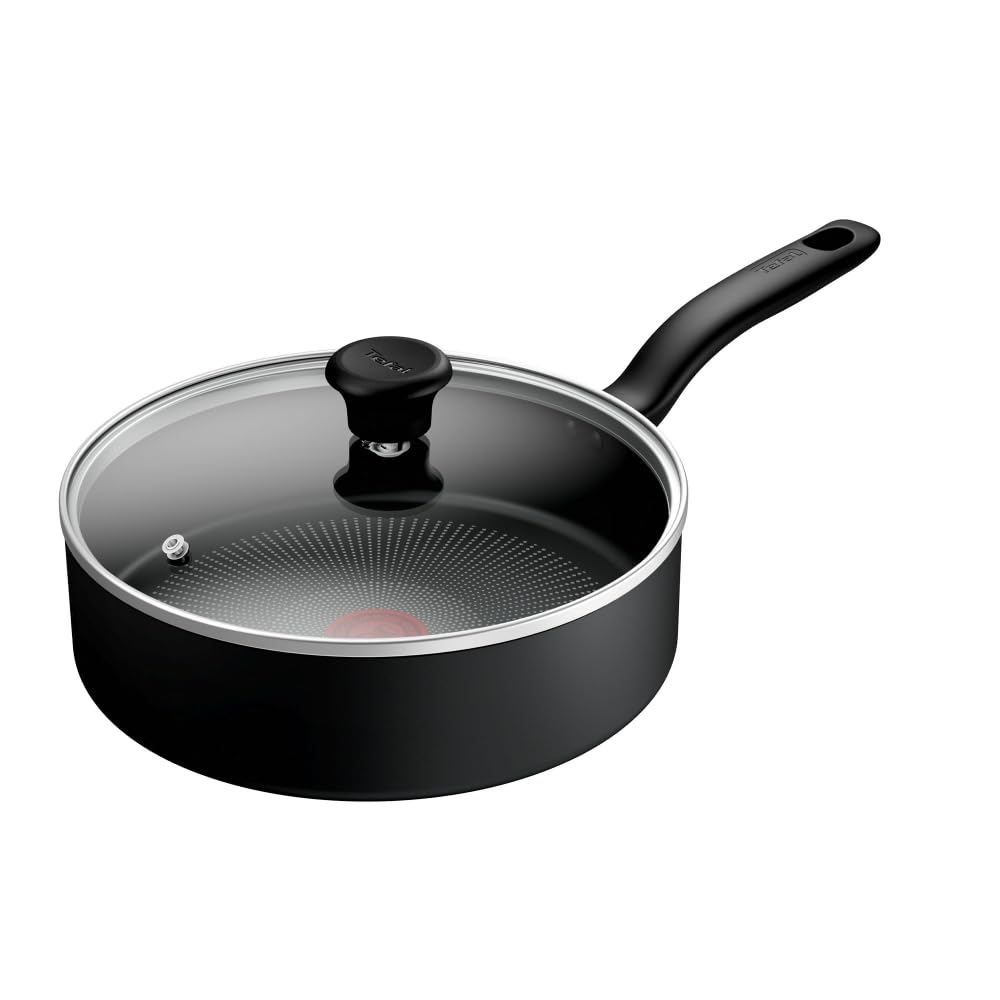 Tefal Titanium Essential Sautepan 26 cm + Lid, Non-Stick Coating, Metal Spatula Safe, Compatible with All Hobs Except Induction, B9413344