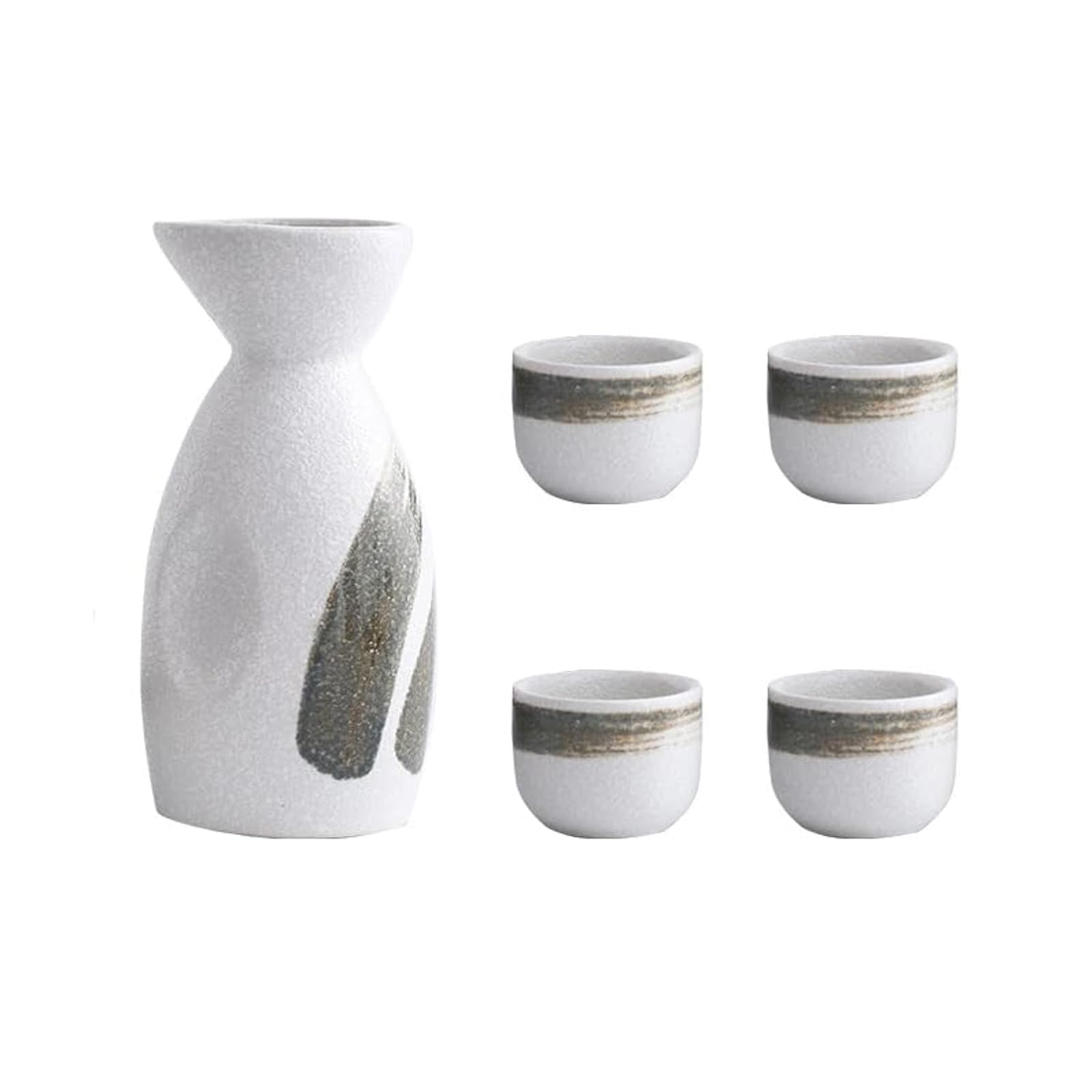 Jaffiust 5 PCS Sake Set, 1 Tokkuri Bottle & 4 Ochoko Cups, Spring Blossoms Ceramic Sake Set Microwave and Dishwasher Safe