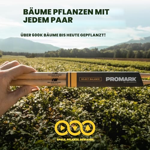 ProMark Schlagzeug Sticks - Forward Rebound 5A - ActiveGrip - Wird klebriger, wenn die Hände schwitzen - Active Grip Finish, Eichel-Tipp, Hickoryholz - 1 Paar