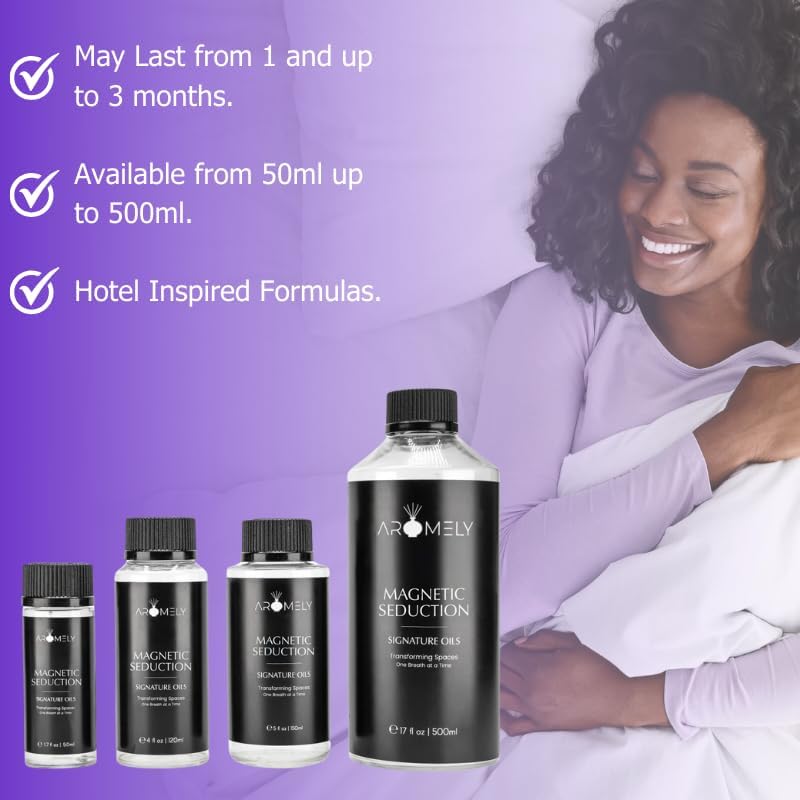 Aromely Magnetic Seduction Diffuser Oil Scent - Essential Oils for Diffusers - Sophisticated Aroma Blend of Bergamot, Lemon, Lemongrass Inspired by The Most Luxurious Hotels (500ml) - Image 4