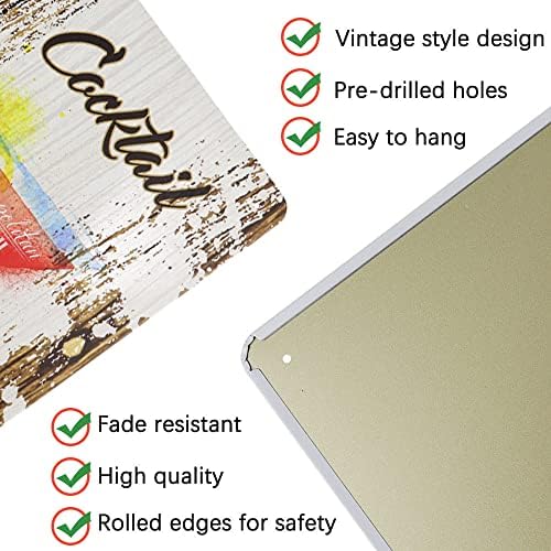 DXiongW 2 Pieces Cocktail Tin Sign Cocktail Recipes Poster Vintage Tin Painting Metal Retro Signs Cocktail Vintage Tin Painting Home Wall Decorations Poster Plaque for Pub Bar Club Kitchen Restaurants