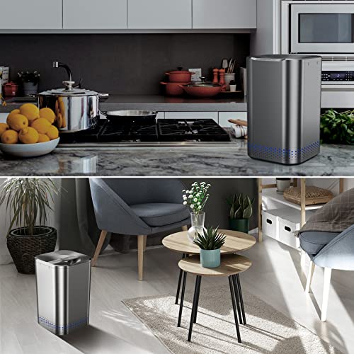 Nagualep Smart Waste Kitchen Composter, Compost Bin Kitchen, Electric Composter With Single Button Design, Auto Food Cycler With 2.5L Teflon & Drying Filter, Secure Open Lock, Metallic Grey #TOP6