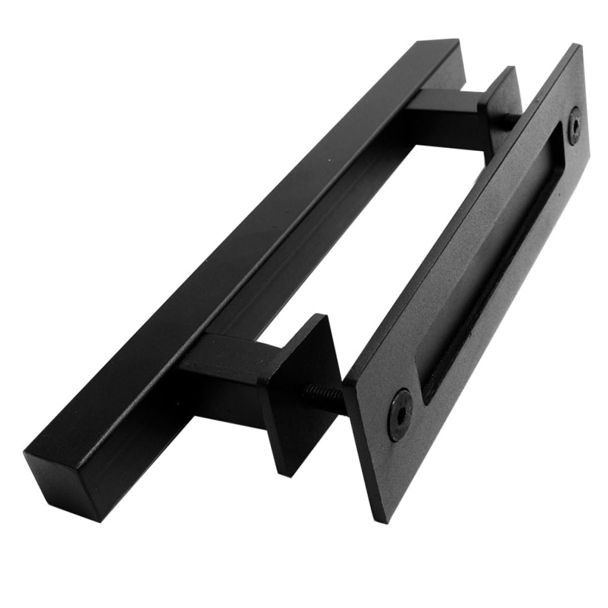 Poignée de porte de grange noire TEHAUX en acier robuste pour grenier