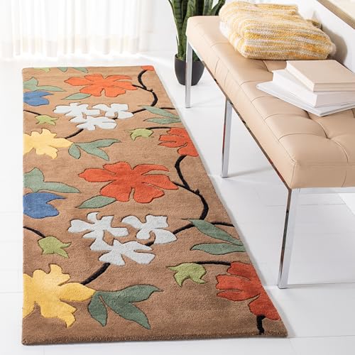 Tapete decorativo rectangular marrón y multicolor 2x3 ft