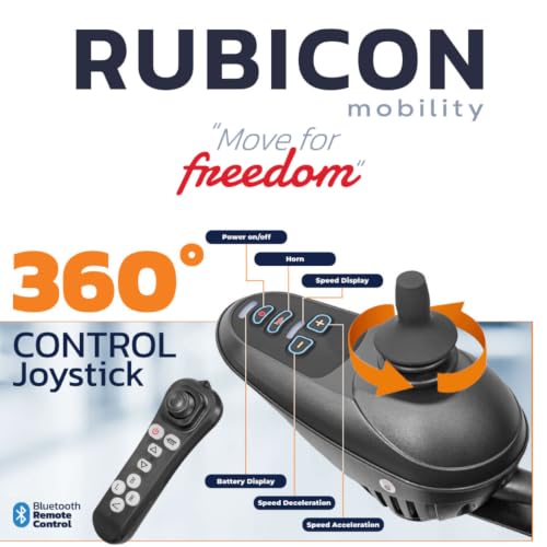 Image of Rubicon DX14 - Longest Range 30 Miles, Airline Approved Electric Wheelchair, Dual 12AH Lithium Batteries, 2x300W Motors, Leather Cushion, Foldable, Lightweight & Powerful (Model17)