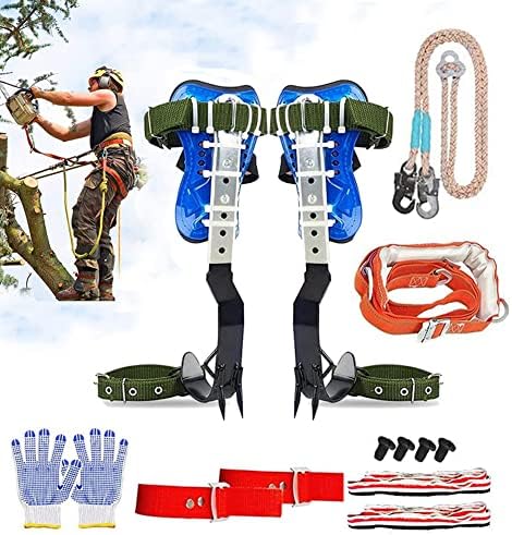 DJEMPPS Tree Climbing Spikes Set, Adjustable Tree Climbing Spike 2 Gears and Non-Slip Pedal, Tree Climbing Spikes Tool for Climbing Trees, Picking Fruit, Outdoor