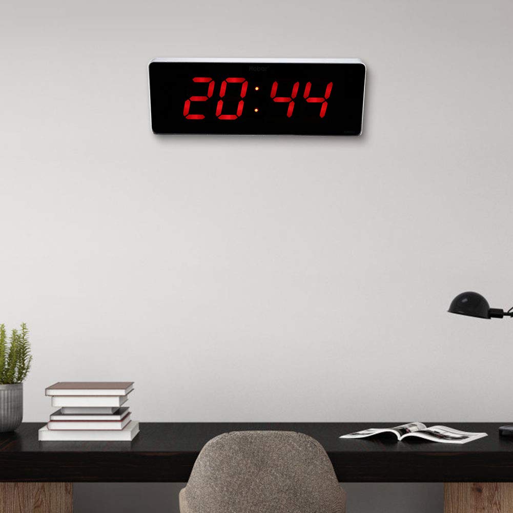 Dioche 14.2 `` Orologio digitale da parete grande, display a LED elettrico Orologio da parete moderno con calendario per camera da letto ufficio(Ora + minuto)