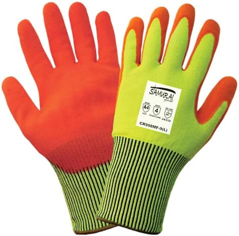 Glove Hi VIS Cut 4, Puncture Resistant, Nitrile Coated, Size-X-Large, CR998MF (Pack of 12)