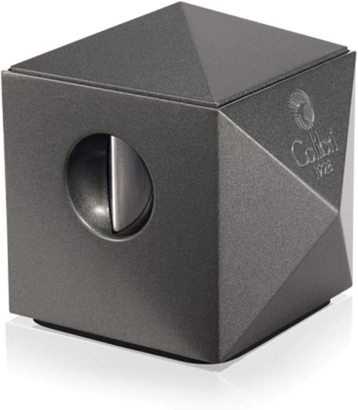 Colibri Quasar Premium 2-in-1 Desk Cutter - Ergonomic Dual V-Cut and Straight Cut, Spring-Loaded Stainless Steel Blade, Ideal for 60+ Ring Gauge Cigars - Gift for Cigar Enthusiasts (Metallic Gunmetal)