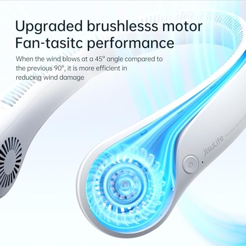 Image of JISULIFE Portable Neck Fan Life3, Hands-Free Bladeless, 5 Speeds, 4000 mAh Battery Operated Wearable Personal Fan, Twistable, Rechargeable, Gift for Women Men-Light Grey