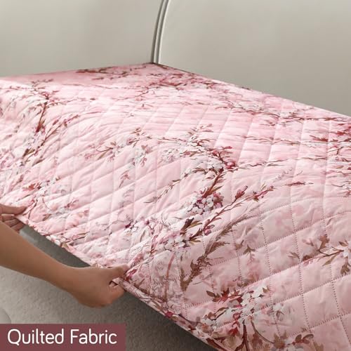 Image of HOKIPO Printed Waterproof + Anti-Slip + Quick Dry Sofa Seat Mats, Blossom Flower Pink - Length 150cm (AR-5232-P5)