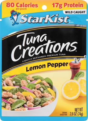 Image of StarKist Tuna Creations Lemon Pepper Pouch (2.6 oz - 2 Pack) Wild Caught, High Protein Shelf Stable Seafood, Gluten Free, Soy Free, No Draining, Ready to Eat for Salads and Sandwiches
