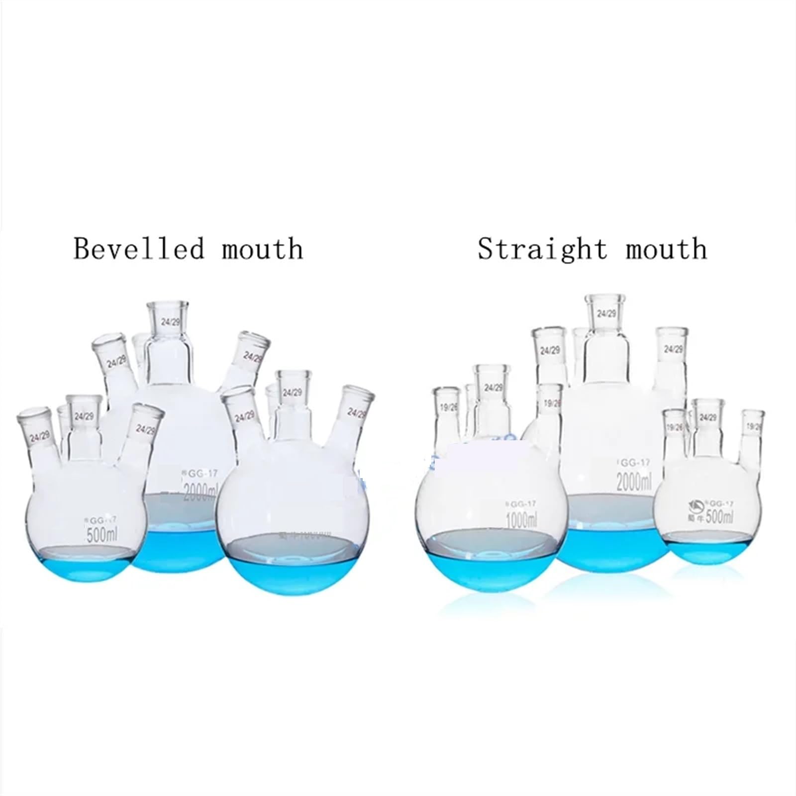 Frasco de destilación de cuatro plazas de vidrio de borosilicato alto de laboratorio de 1 pieza de 100ml-2000ml(1000ml 24x4)