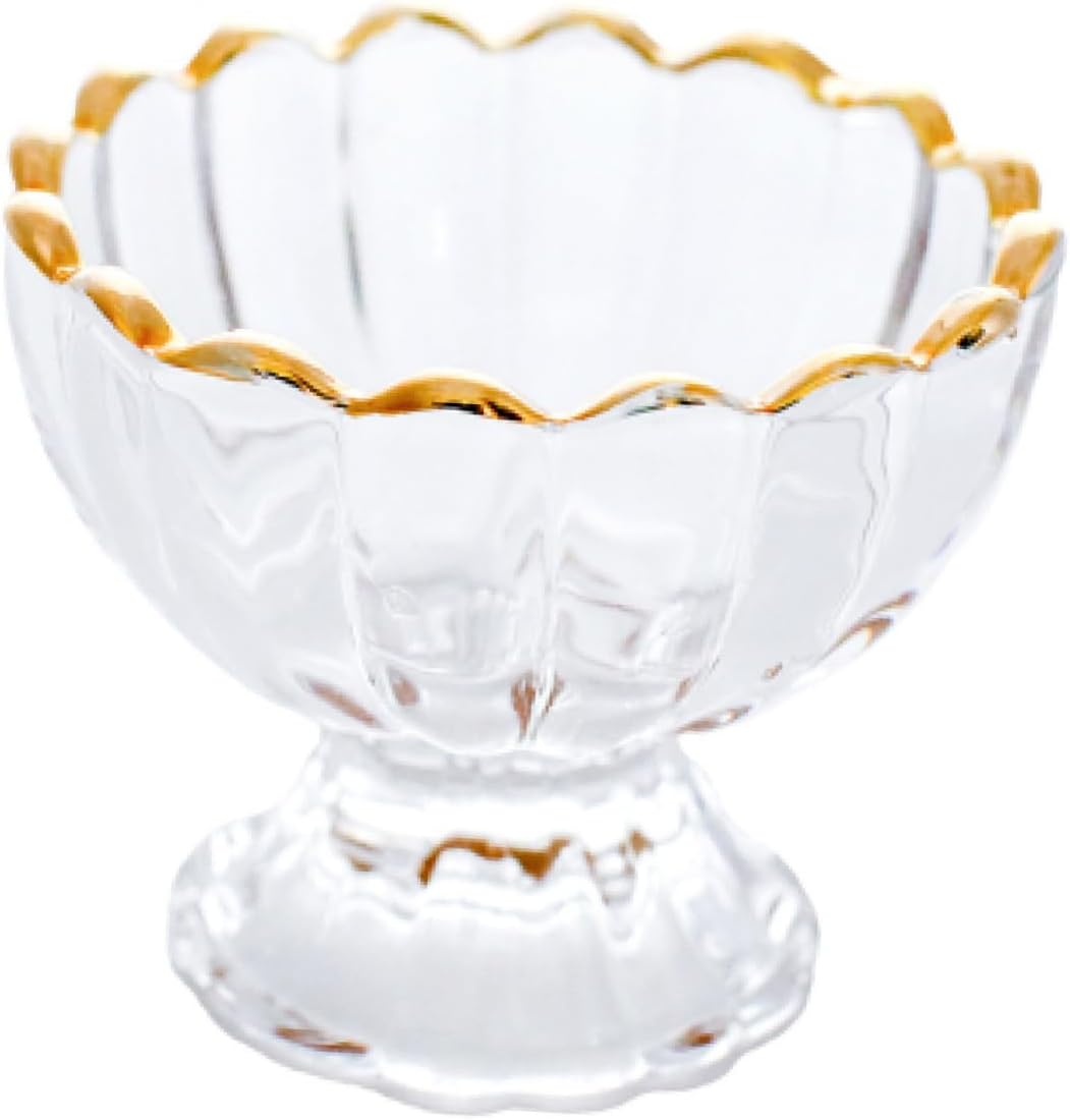 4pcs Stylish Trimmed Dessert Cup Elegant Floral Glass Ice Cream Bowl for Home Restaurant and Dessert Shops for Pudding Sundaes and Parfaits