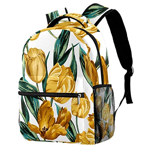 Sac à dos de voyage jaune tulipes avec porte-bouteille Leisure Campus
