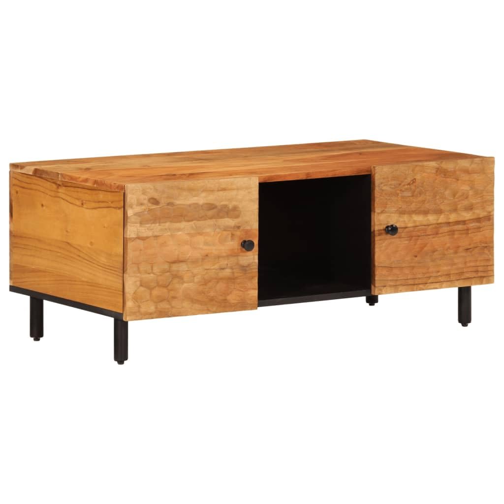 Homgoday Table basse 100 x 54 x 40 cm en bois d'acacia massif, table d'appoint pour salon, salle de réception d'invités, chambre à coucher et mobilier de bureau