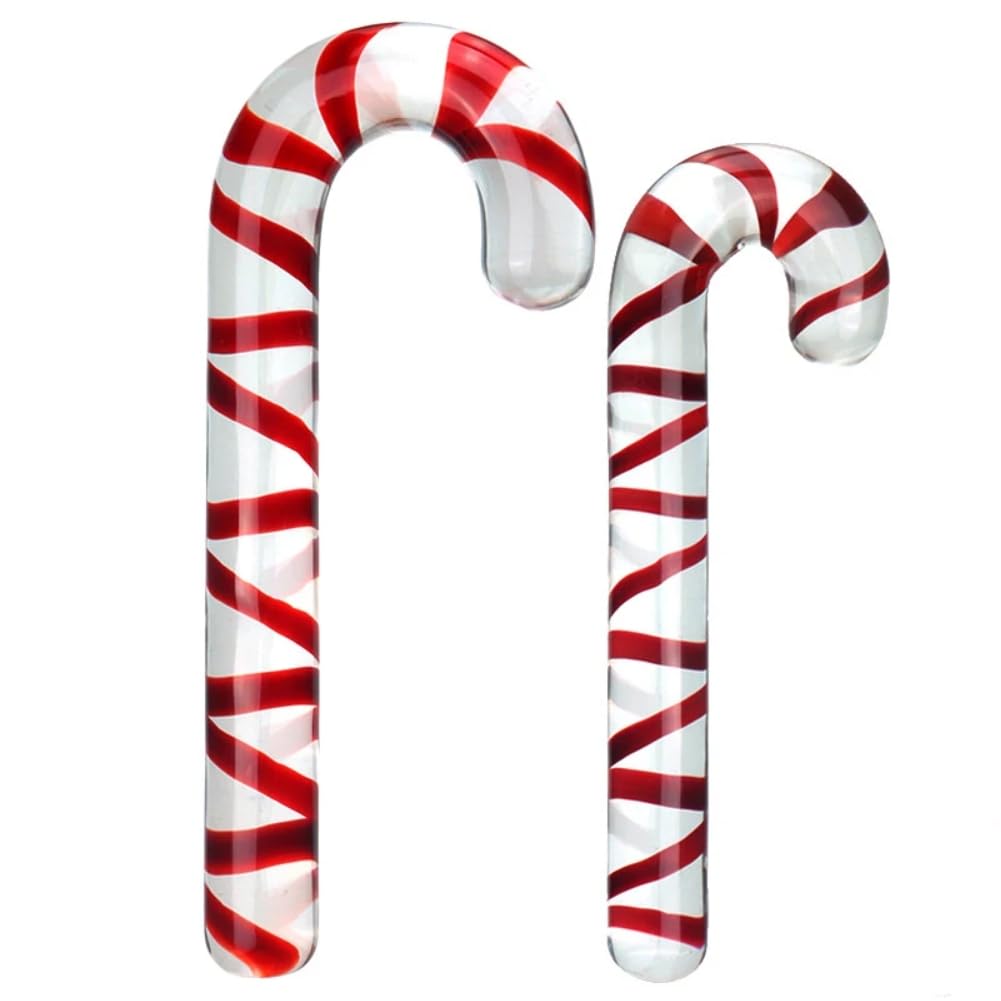 Glass Sex Toy Wand Double-Ended Butt Plug Anal Beads G-spot Stimulation to Dildo Christmas Gift Candy Cane Unisex Anal Butt Plug for Men Women (17.5cm, Candy A): 17.5cm Candy a
