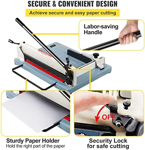 VEVOR Industrial Paper Cutter A3 Heavy Duty Paper Cutter 17 Inch Paper Cutter Heavy Duty 500 Sheets Paper Guillotine with Clear Cutting Guide Grids for Offices, Schools, Businesses and Printing Shops