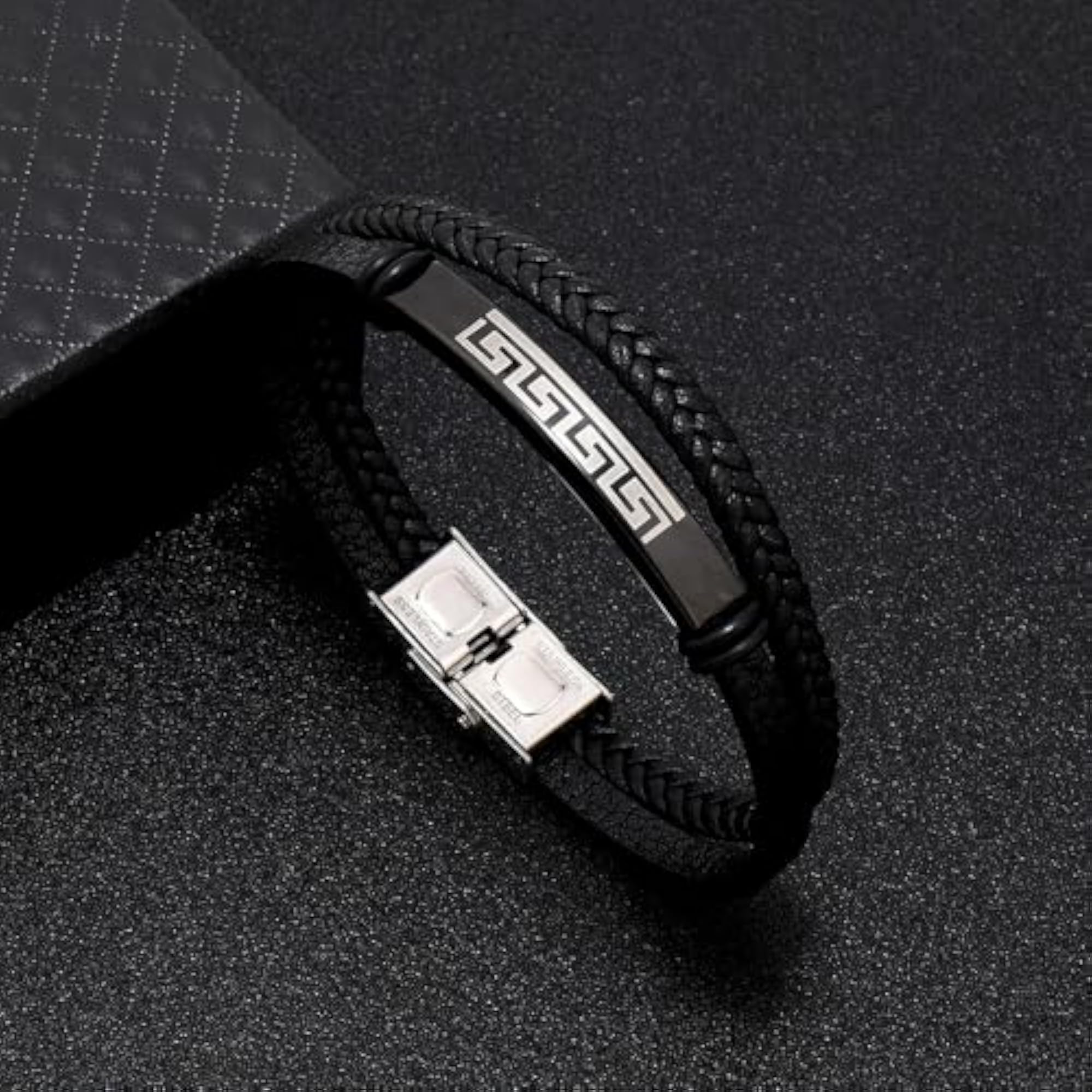 Geometric Liner Men's Braided Leather Bracelet