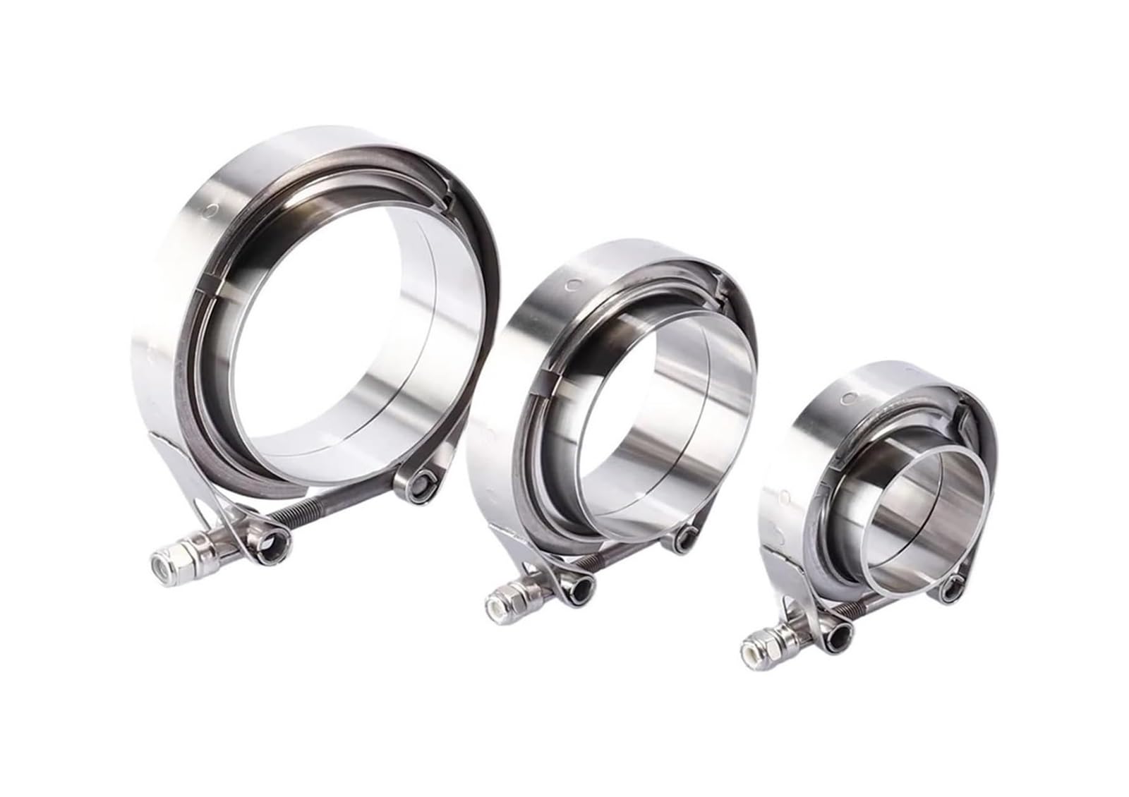 Hose Pipe Clamps, V Band Clamp Kit 304 Stainless Steel 1.5-3.5 inch Turbo Exhaust Pipe Male Female Flange