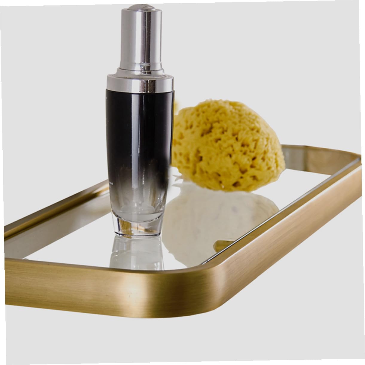 Glas wandregal Badezimmer Minimalistisches Design Messingrahmen Rostfrei Aufbewahrung Ablage für Kosmetik und Badaccessoires