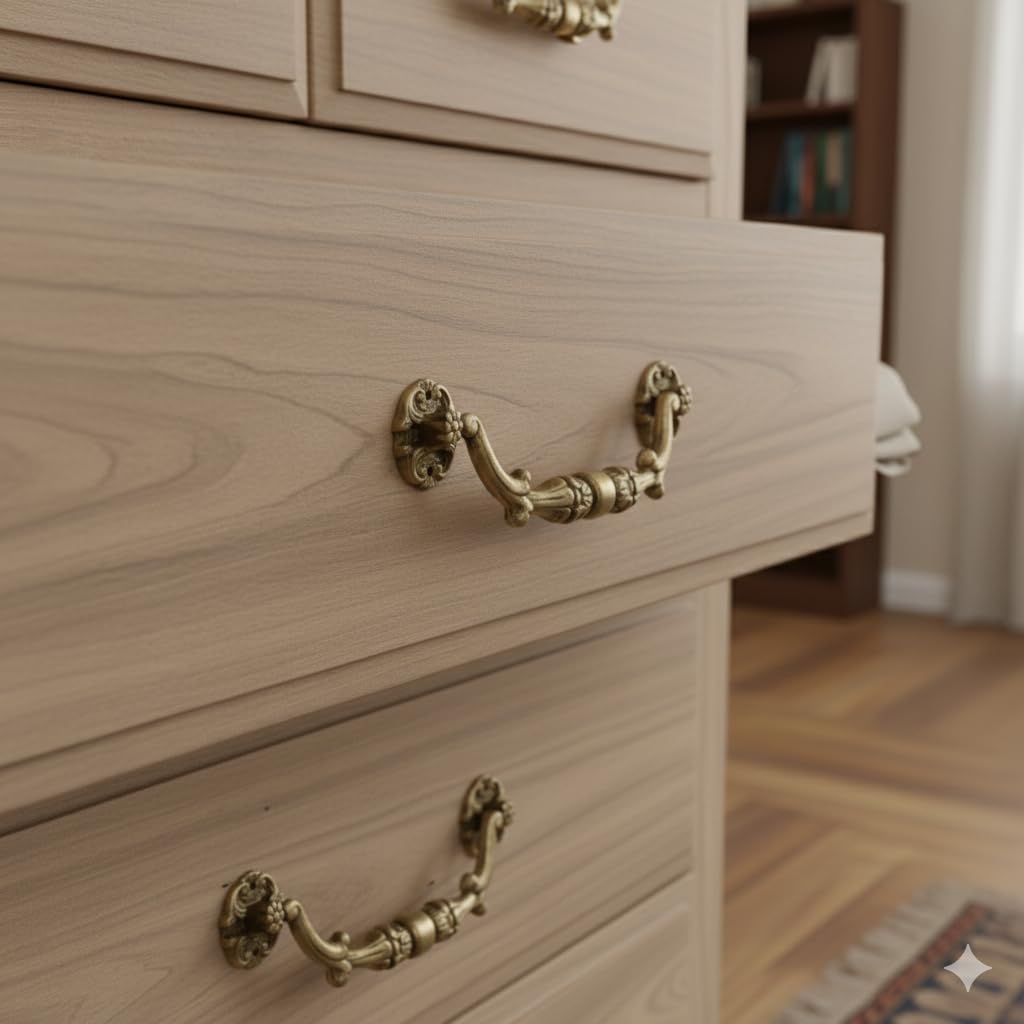 ABVIN Vintage Brass Drop Pull Handle Satin Brass pulls Drawer Handles - Imperfect - 1 Pcs