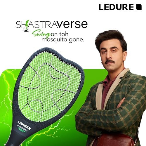 Image of Ledure UShastra Mosquito Killer Racket | Rechargeable Mosquito Bat with Built-in-Plug | 6 Months Warranty | Fast Charging | Mosquito Racquet | Mosquito Bat | Electric Fly Swatter | Pack of 1