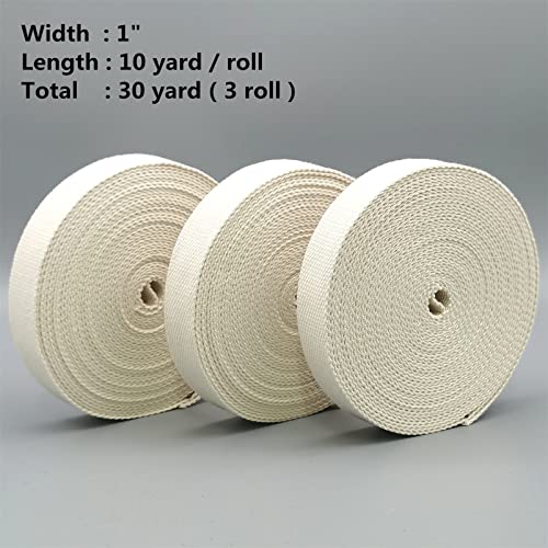 SUNTAYA 3 Rolls/ 30 Yards, Cotton Webbing Strap, Fabric Ribbon Trim Tape Edge, Natural Heavy Duty Style Great for Bag Handles Making Belting Stitched Sewing, Black (10 Yards Per Roll, 1 Inch Wide) by SUNTAYA - Image 2