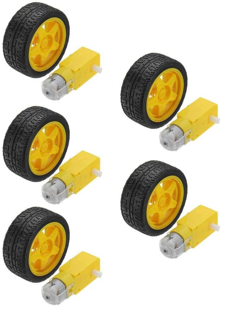 5Pcs Smart Car Robot Ruota per Pneumatici in plastica con motoriduttore DC 3-6V per Arduino