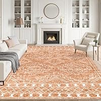 8x10 Area Rugs Living Room Rug: Washable Rug Neutral Lagre Soft Thin Carpet Indoor Floor Non Slip Boho Geometric Moroccan Carpets for Bedroom Dining Room Farmhouse Nursery Office - Dark Brown