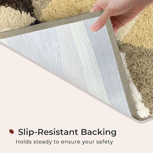 Image of Luxe Home Bath Mat Canada Triangle Super Soft Anti Skid Slip Water Soak Washable Door Mats for Home, Bathroom Mat, Floor Mat, Kitchen Mat for Floor (40x60 cm) Gold