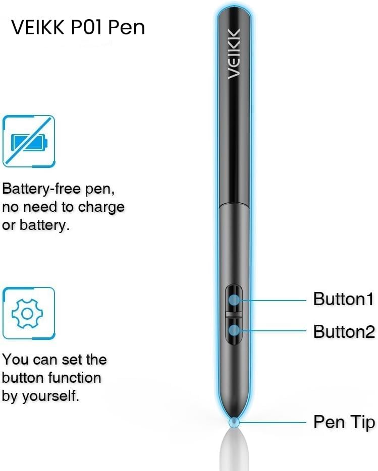 VEIKK P01 Battery-Free Pen for Graphic Drawing Tablet S640 and A30 image 5