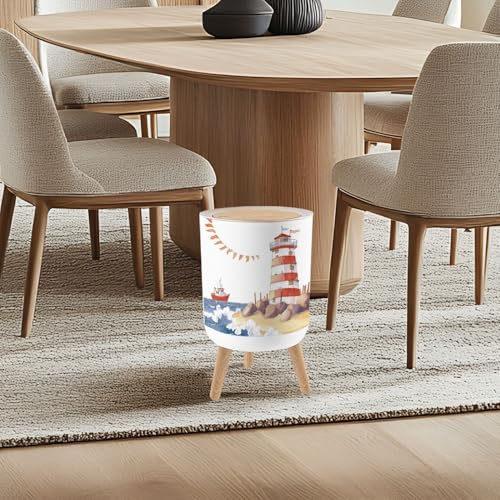 Caneca de basura plástica cilíndrica con tapa 1.8 gal miniatura 2