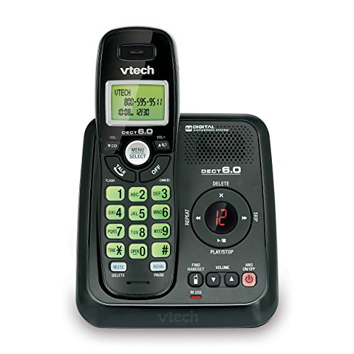 VTech VA17241BK Dect 6.0 Cordless Phone with Answering System and Caller ID, Wall-Mountable, Black