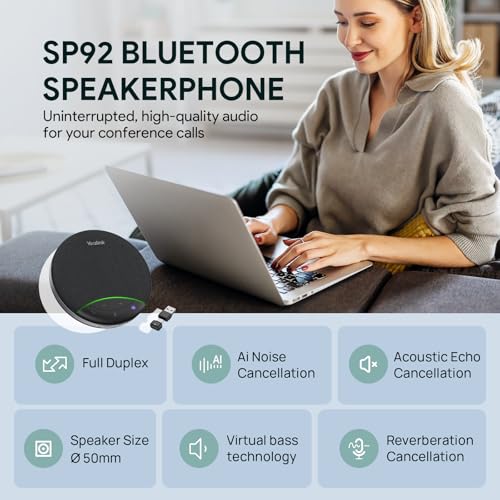 Yealink Sp92 Conference Speaker and Microphone with Bluetooth Dongle, Teams Certified, Noise Reduction, 20H Call Time USB Speakerphone for 4-6 People Meeting Room - Image 3