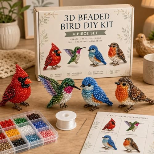 Kit perles oiseaux 3D broderie DIY loisir créatif
