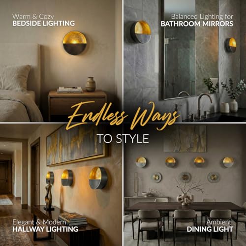 NativeSkins Eclipse Metal Wall Candle Holder Sconce Decoration - Set of Two Handcrafted Decorative Tea Light Wall Sconces for Living Room, Bathroom, Dining Room Gold Tea Candle Holder - Image 5