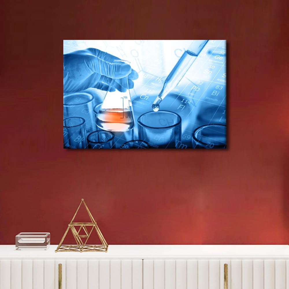 TISHIRON Canvas Prints Flask in Scientist Hand Wall Art Modern Decor Laboratory Glassware Poster Inspirational Wall Art Living Room Bedroom Decoration Artwork Painting Framed Ready to Hang 24x16 in - Image 3
